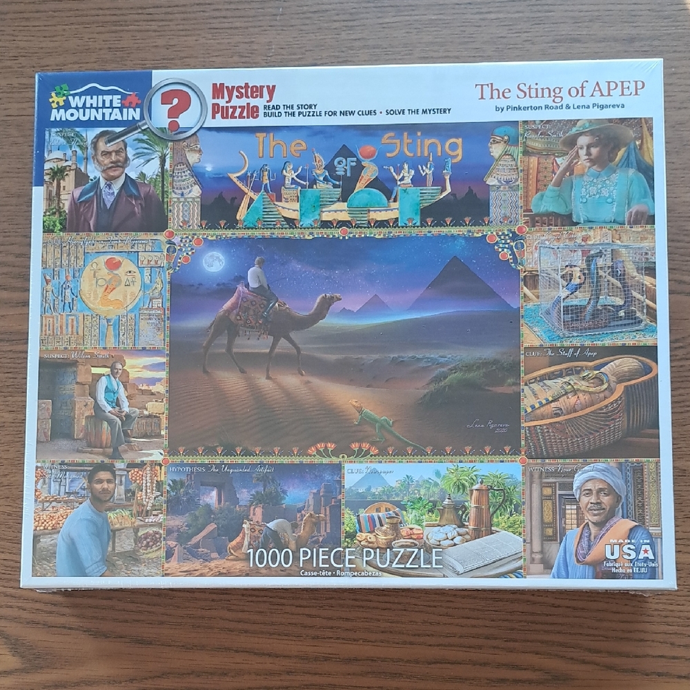 White Mountain The Sting of Apep 1000-Piece Mystery Puzzle - Blue/Tan/Brown
